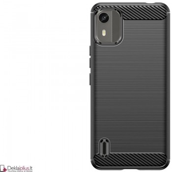 Carbon guminis dėklas - juodas (Nokia C12)